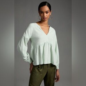 Pilcro Long-sleeve Babydoll Top - Mint Green - Size Extra Small XS - NWT